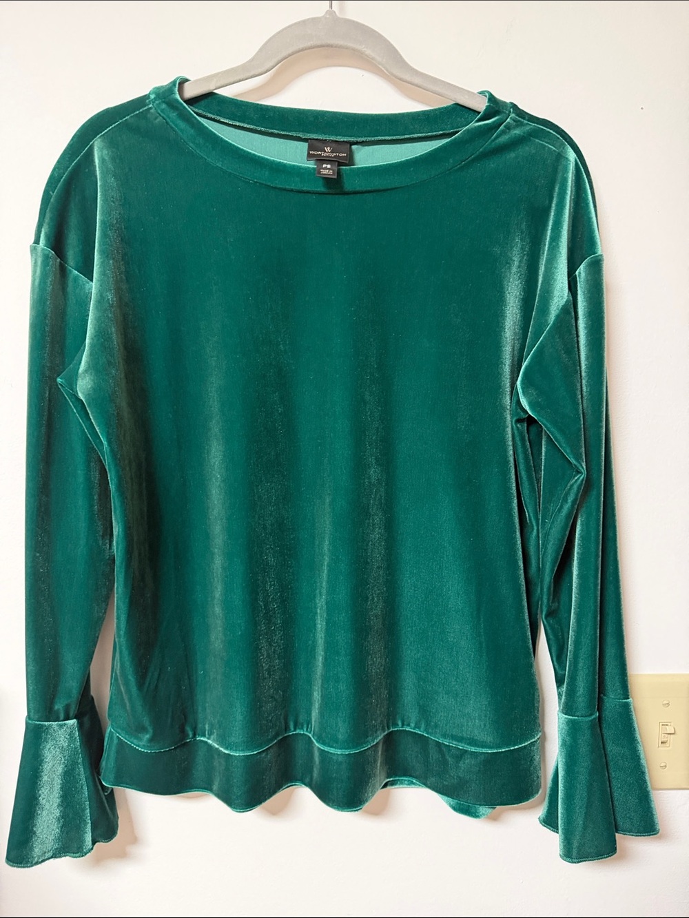 Worthington Emerald Green Velvet Long-Sleeve Top